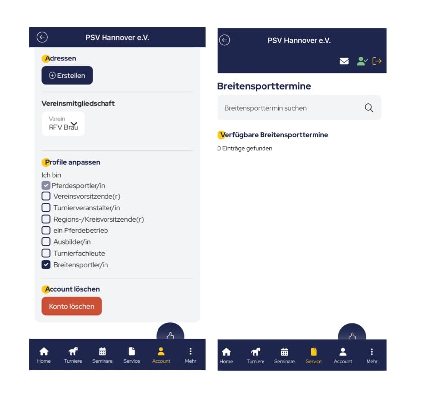 PSV-App Breitensporttermine